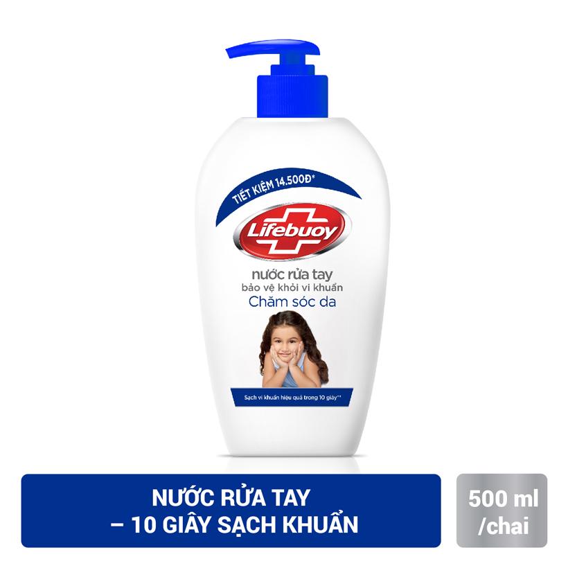 Nước Rửa Tay Lifeboy Chăm Sóc Da (Xanh Dương) 500ml