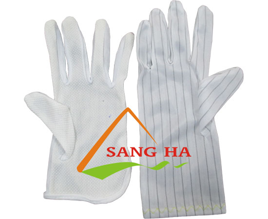 Găng Tay Vải Chống Tĩnh Điện Kẻ Sọc Phủ Hạt Nhựa Size XL