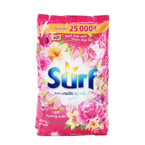 Bột giặt Surf Hương Nước Xả Vải (Hồng) 800g