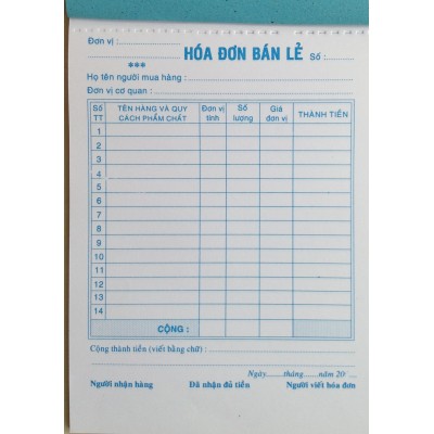 Hóa Đơn Bán Lẻ 1L