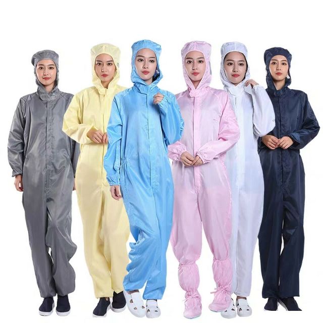 Quần Áo Chống Tĩnh Điện, Bộ Liền, Nón, Size XL, Màu Trắng