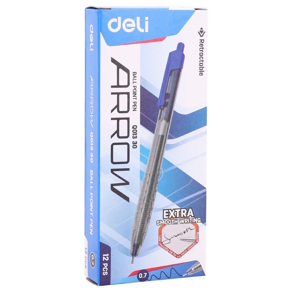 Bút Bi Dầu Đầu Bấm ARROW 0.7mm (xanh) Deli EQ01330