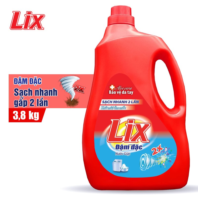Nước giặt LIX đậm đặc chai 3.8kg