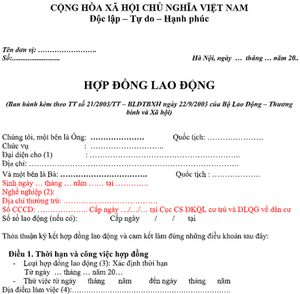 [22956] Hợp Đồng Lao Động