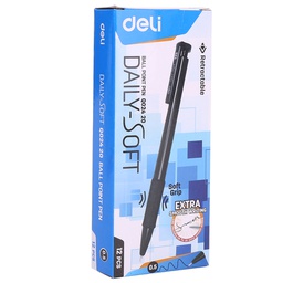 [56168] Bút Bi Dầu Đầu Bấm DAILYSOFT 0.5mm (Đen) Deli EQ02420