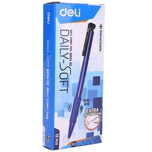 [56169] Bút Bi Dầu Đầu Bấm DAILYSOFT 0.5mm (Xanh) Deli EQ02430