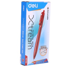 [56177] Bút Bi Dầu Đầu Bấm EXTREAM 0.7mm (Đỏ) Deli EQ02140