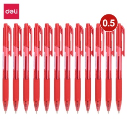 [56180] Bút Bi Dầu Đầu Bấm XTREAM 0.5mm (Đỏ) Deli EQ02240