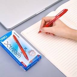 [56608] Bút Bi Dầu Đầu Bấm XTREAM 0.7mm (Đỏ) Deli EQ02340